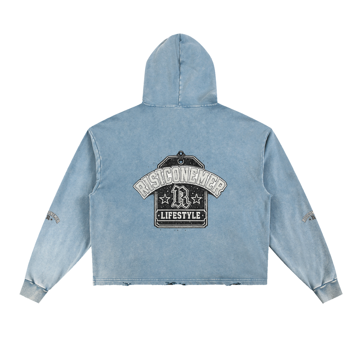 “In Risk We Trust “ Washed Frayed-Hem Hoodie
