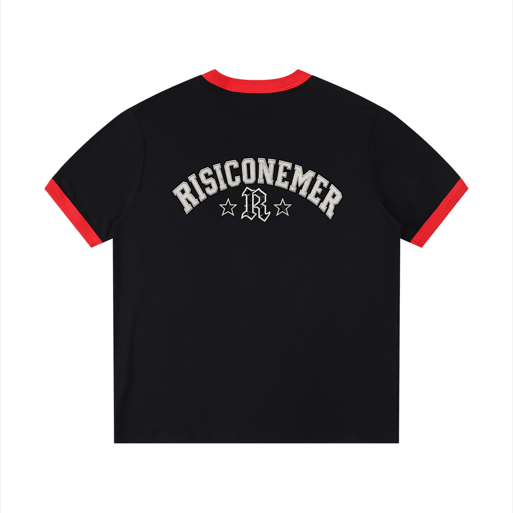 Contrast Edge Ribbed Crewneck T-Shirt