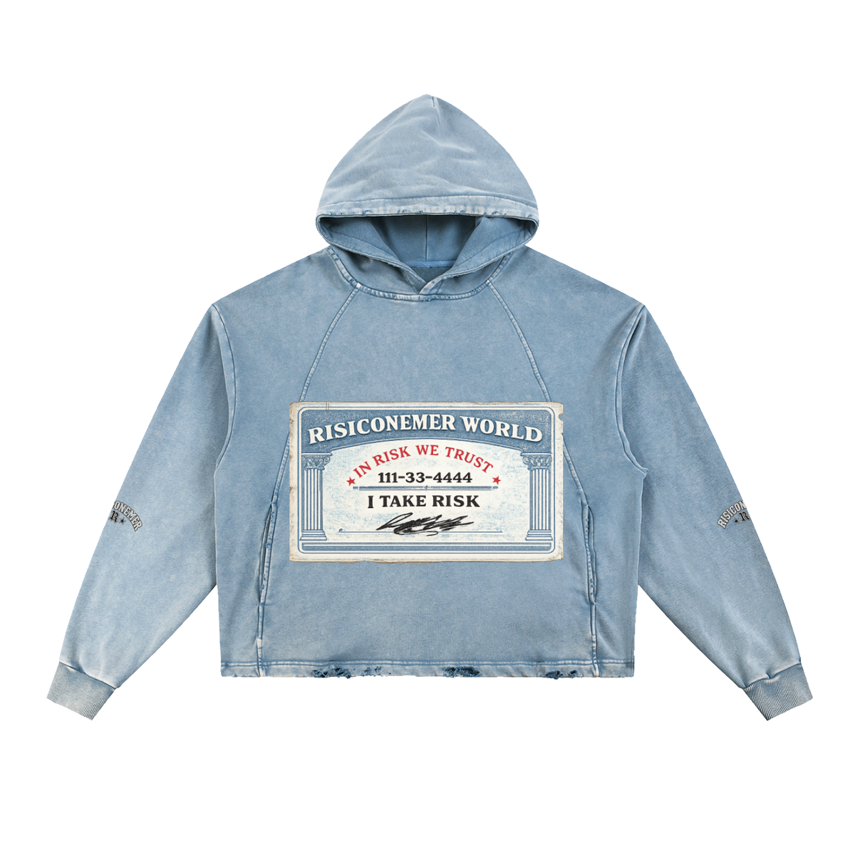 “In Risk We Trust “ Washed Frayed-Hem Hoodie