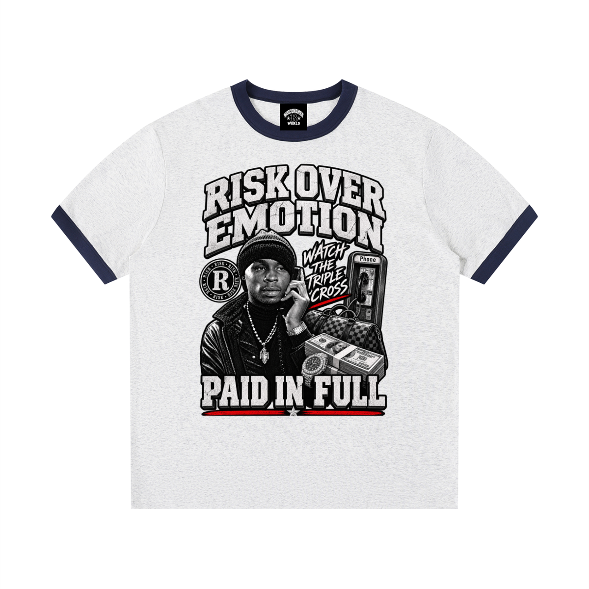 Contrast Edge Ribbed Crewneck T-Shirt